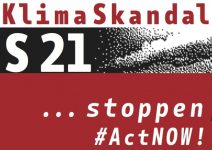 Flyer Klimaskandal S21 stoppen rot