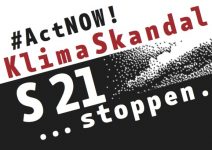 Flyer Klimaskandal S21 stoppen schwarz